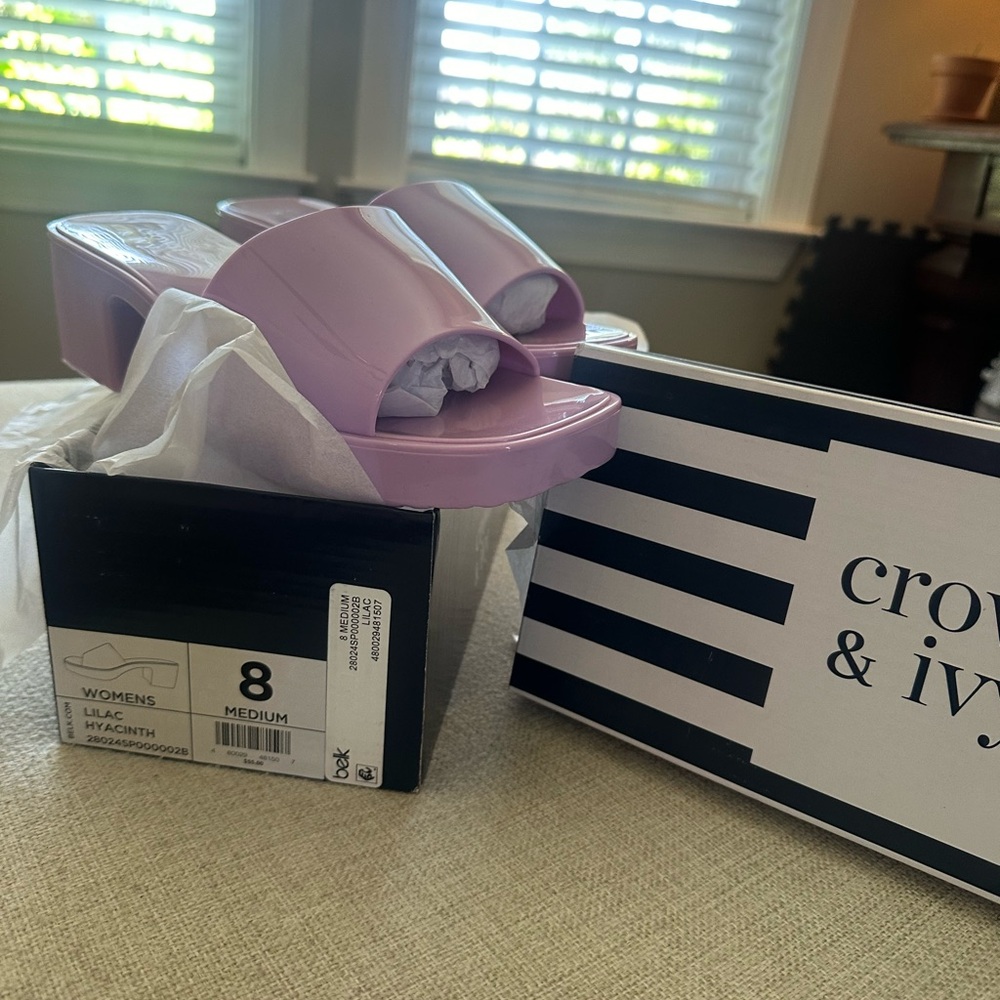 Crown & Ivy Lilac Slide Sandals